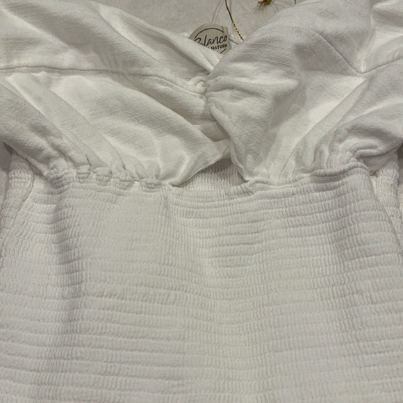 Melanie White Strapless Smocked Bustier Crop Top - Picture 3 of 5